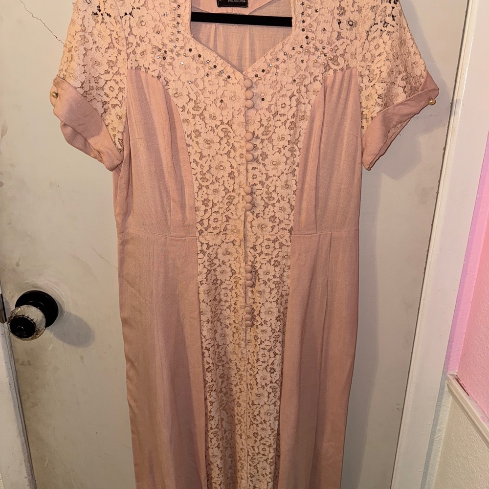 1940s Lace A- Line Dress